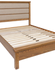 Halo oak Bedframe with horizontal fabric panels