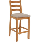 Kinvara Oak Barstool With Grey Seat