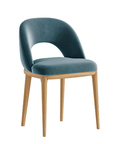 Paula Smokey Blue Velvet Dining Chair with light oak leg