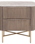Volga - Grey Stone And Wood 2 Drawer Bedside Locker (60Cm)