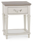 Vesper Grey and Oak Lamp Table with 1 drawer and glass shelf