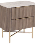 Volga Grey Stone And Wood 2 Drawer Bedside Locker