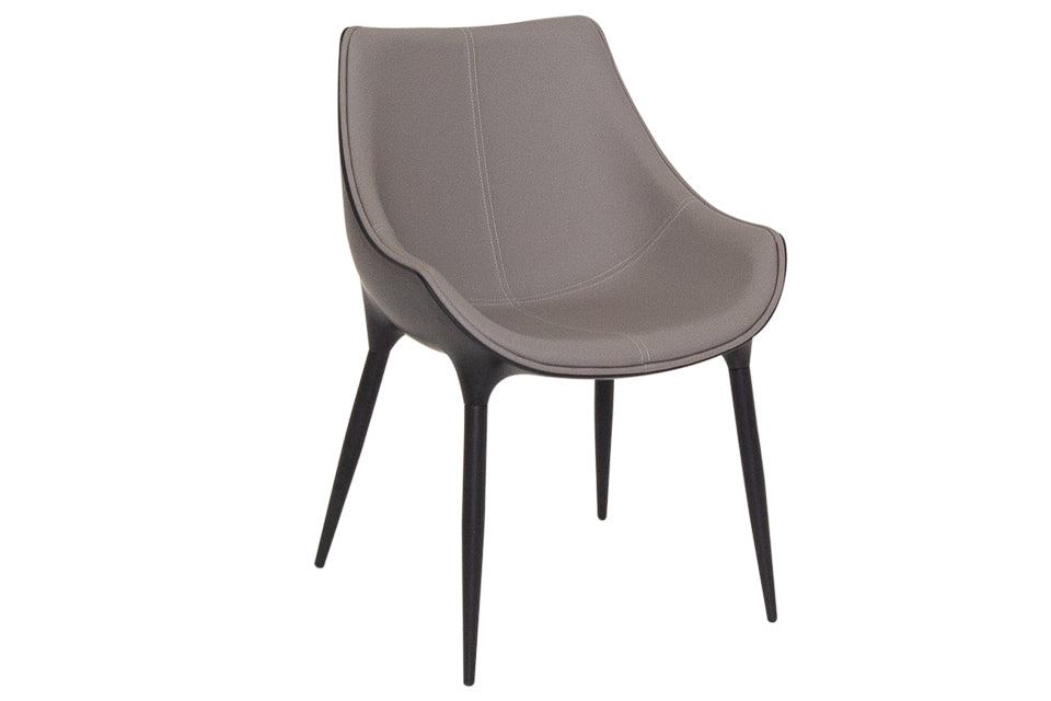 Cairo Taupe And Black Faux Leather And Metal Dining Chair
