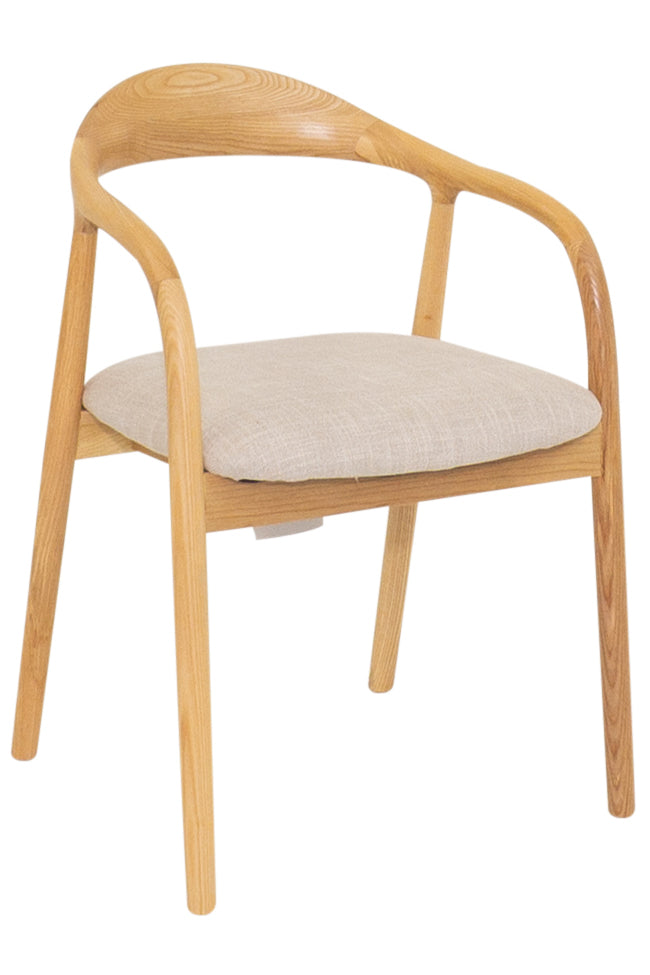 Fiordland Dining Chair with wood frame and fabric seat