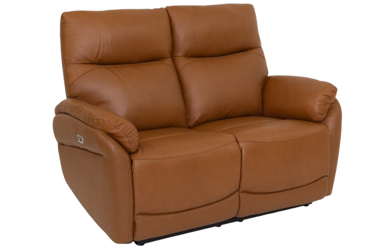 Gisborne 2 Seater power Recliner in tan leather