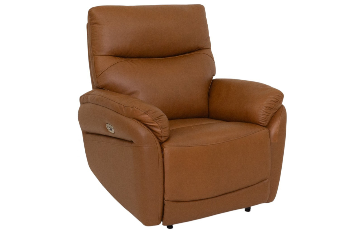Gisborne Powered Recliner in tan leather