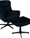 Helsinki Blue Armchair and Footstool with black bases