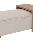 Jackie Cream Fabric ottoman & Wood Coffee Table