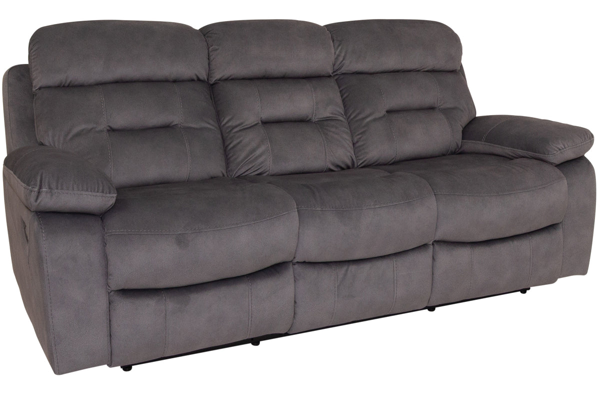 Jade grey Fabric 3 Seater manual Recliner