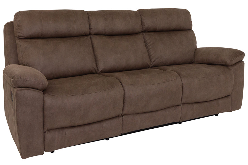 Jasmine Brown Fabric 3 Seater Manual Recliner