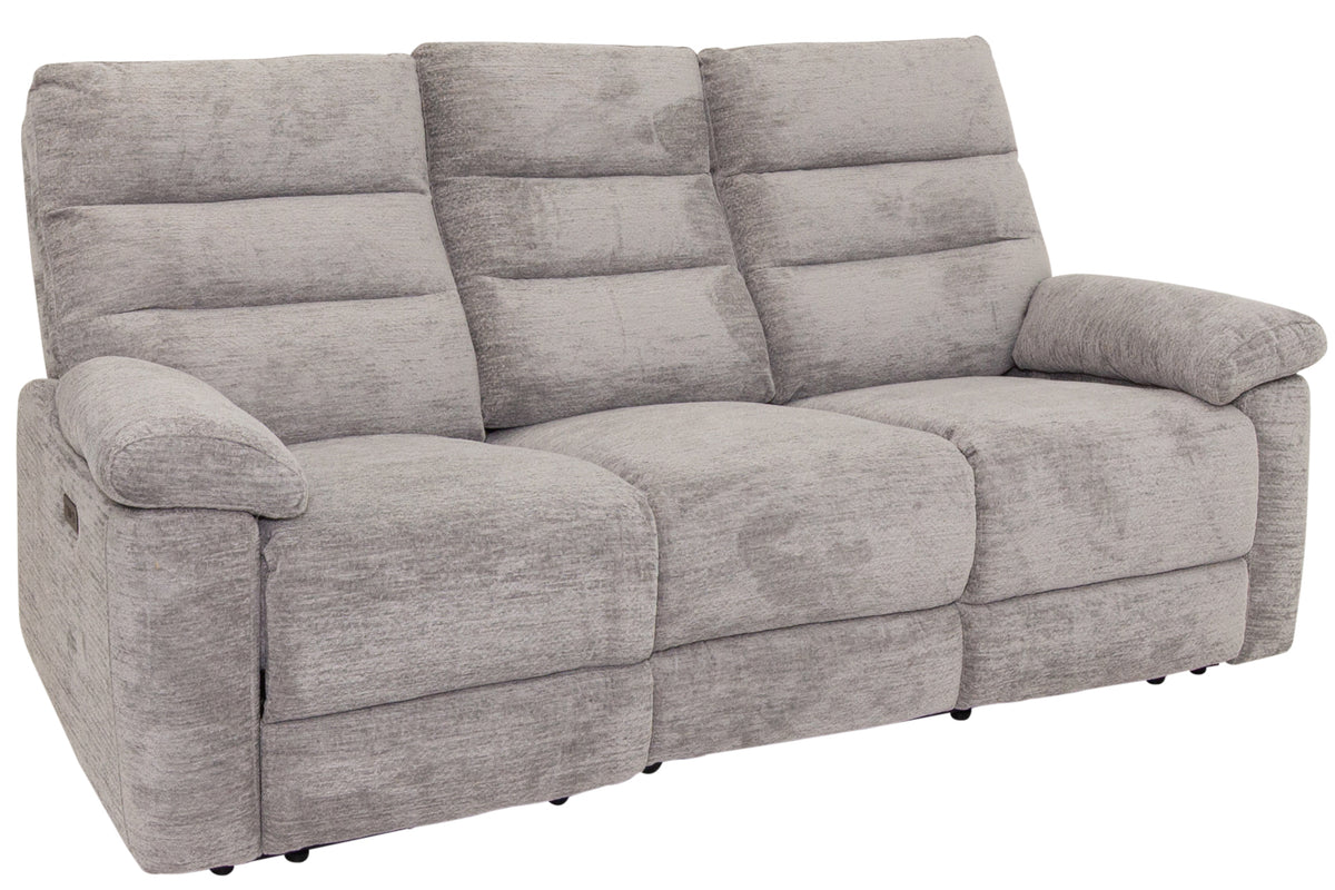 Kent 3 Seater grey fabric Power Recliner