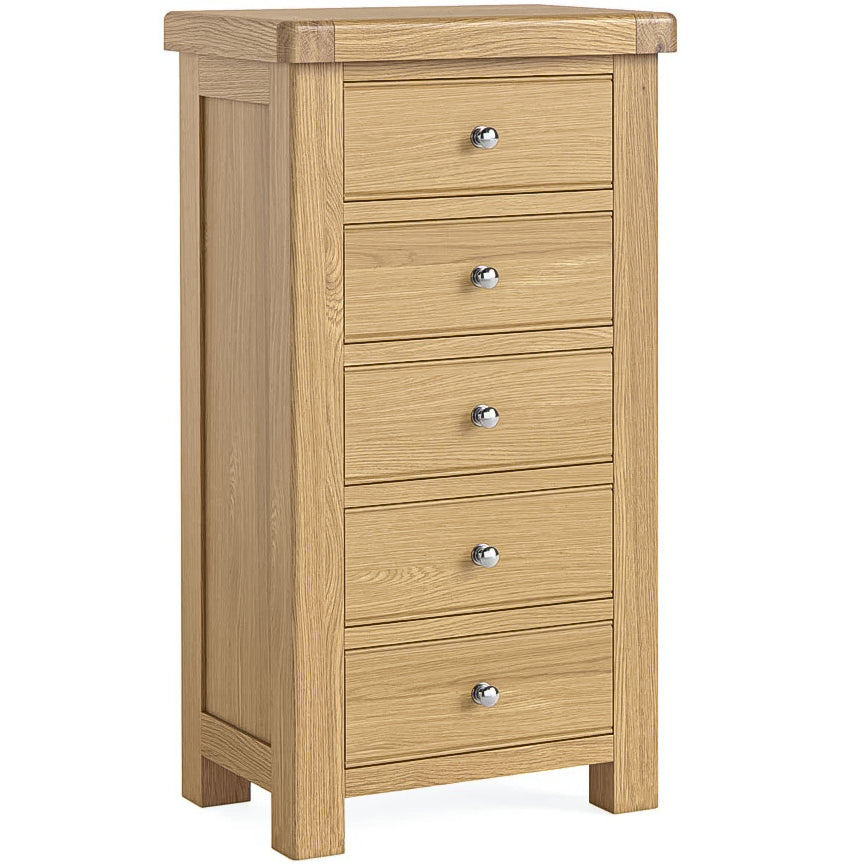Kinvara 5 drawer Oak Tallboy