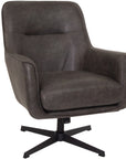 Liam Black Leather swivel Armchair