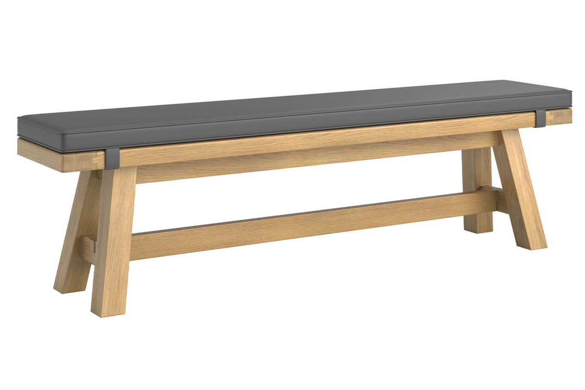 Miller Bench with Grey Faux Leather padded seat