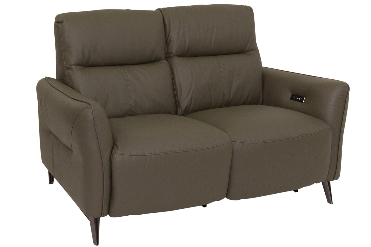 Santiago green leather 2 Seater Recliner
