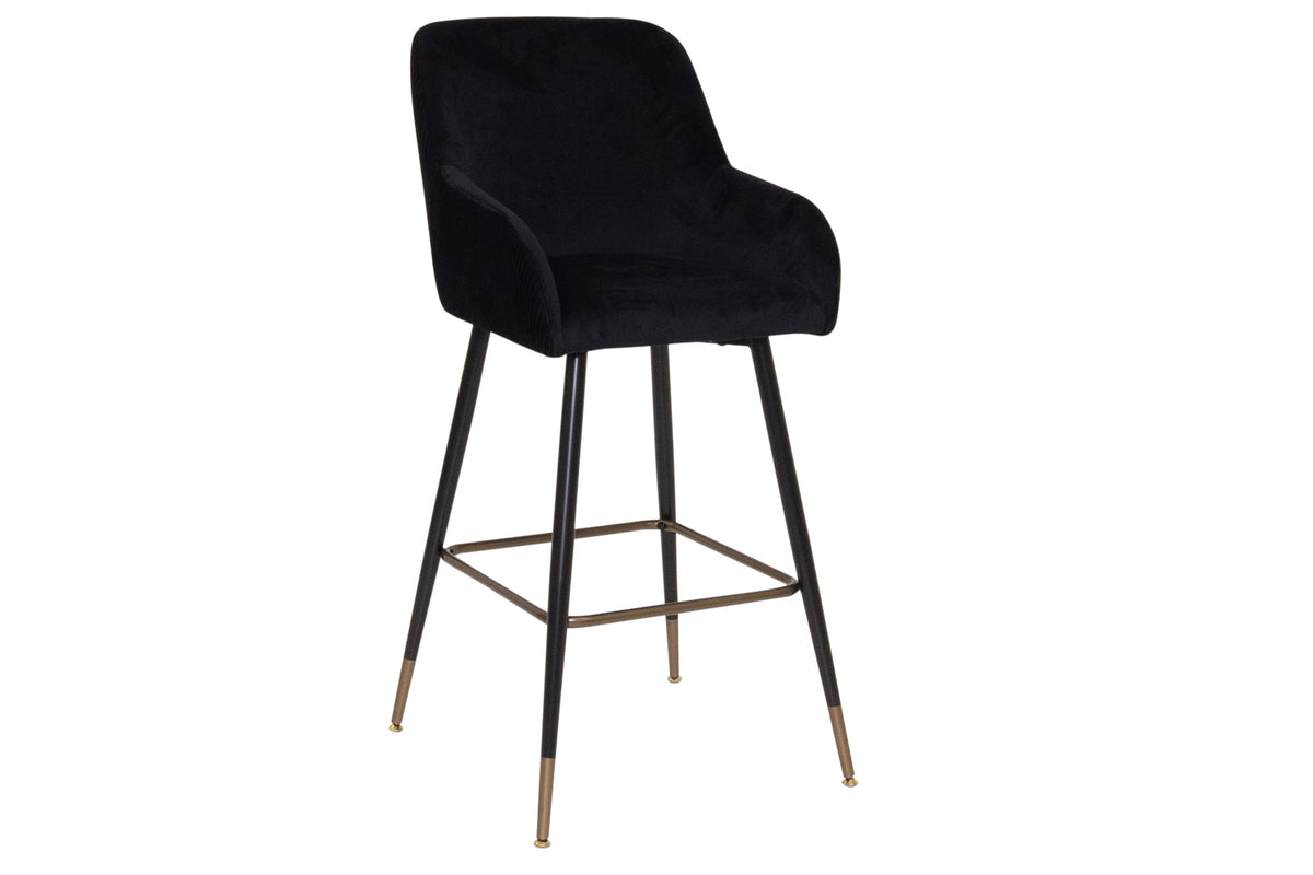 Sauron Black Velvet Counter Stool