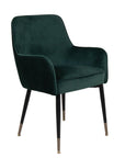 Sauron Green Velvet Dining Chair with pleated back