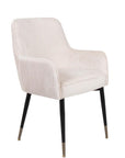 Sauron Ivory Velvet Dining Chair with gold feet