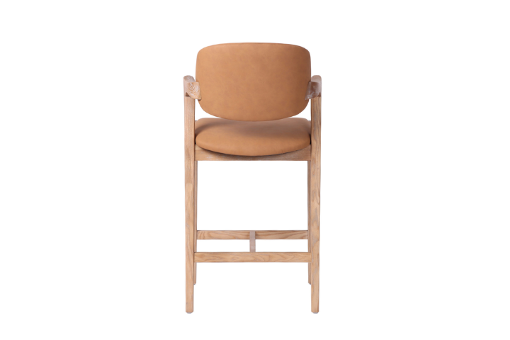 Simpson - Cognac Faux Leather Barstool