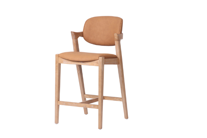 Simpson Cognac Faux Leather Barstool