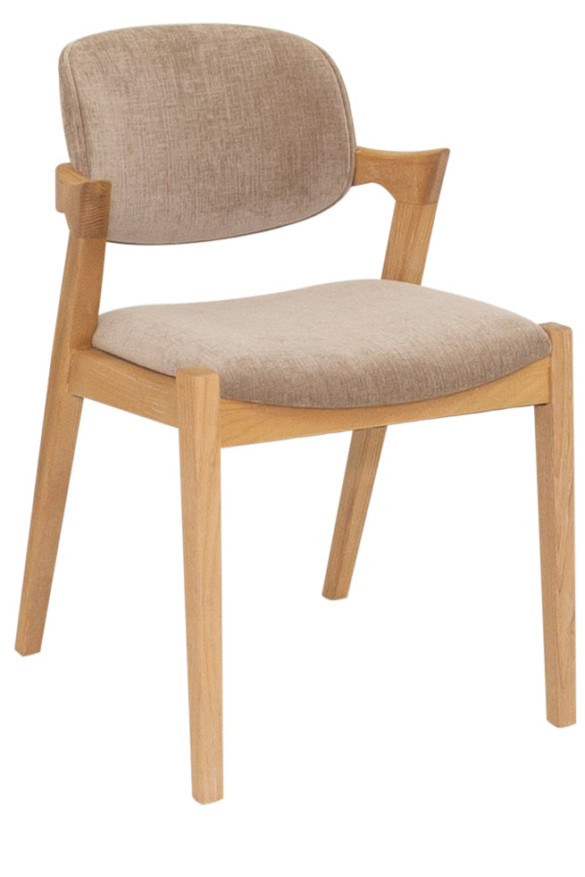 Simpson Cream fabric and Oak base Dining Chair