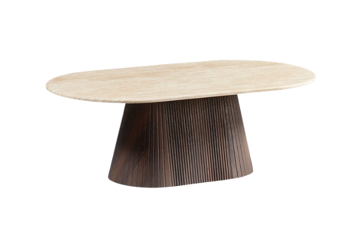 Vienna Oval Coffee Table wood and faux marble