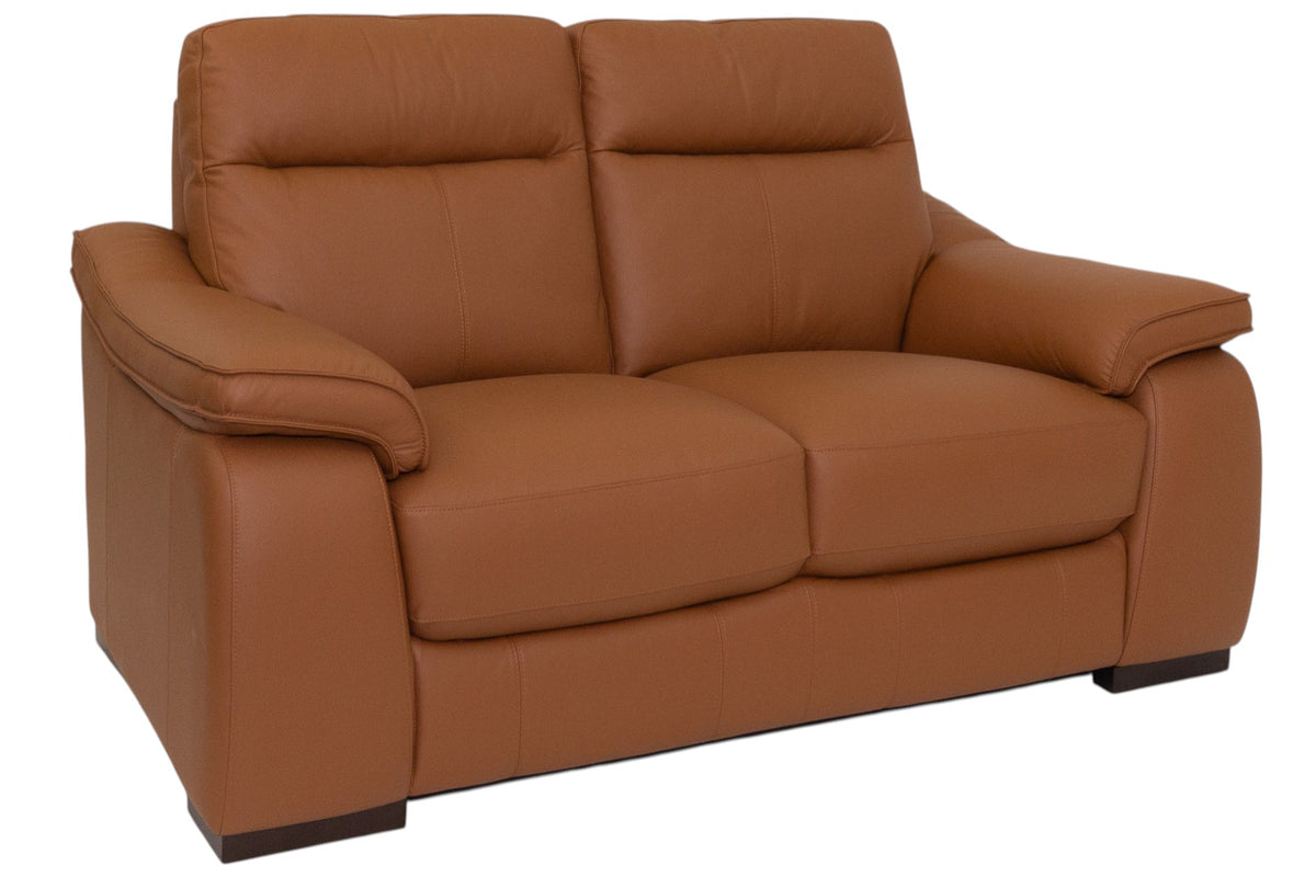 heath static 2 seater in tan leather