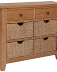 Bray Oak Console Table with 4 baskets and 2 drawers