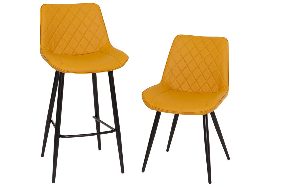Finley - Yellow Faux Leather Barstool