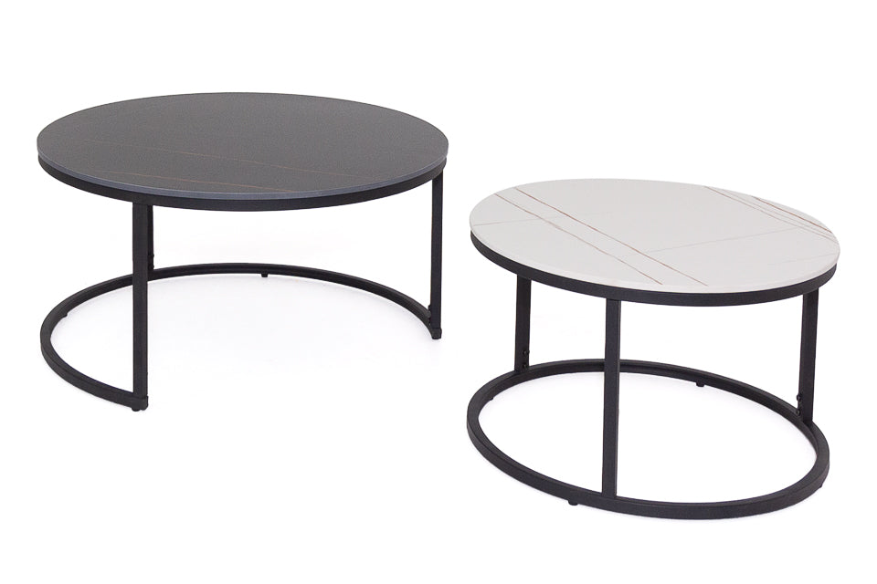 Keelin - Black &amp; White Stone Coffee Tables