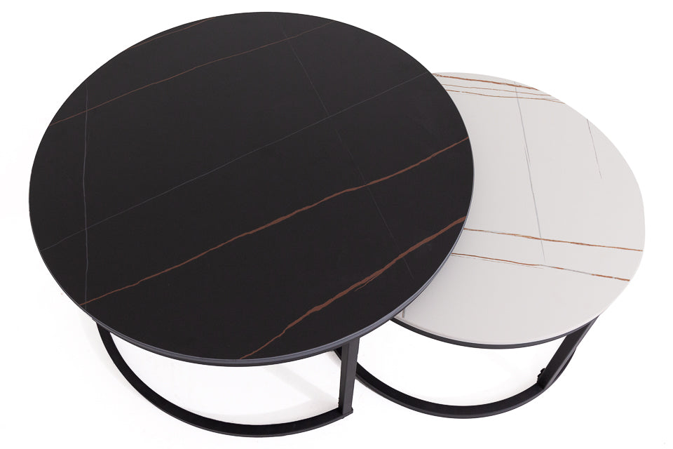 Keelin - Black &amp; White Stone Coffee Tables