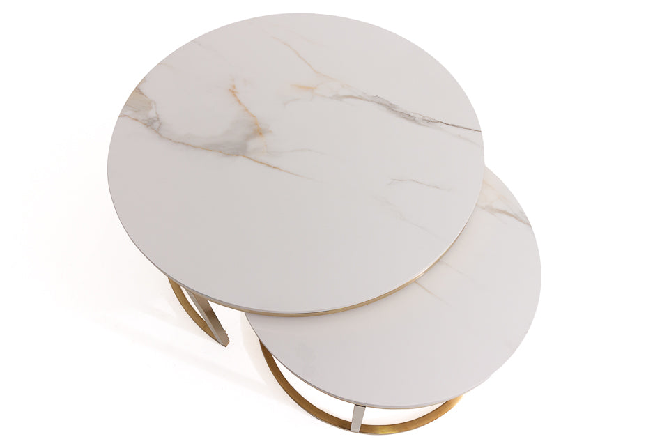 Laurie - White Pura Stone Coffee Tables